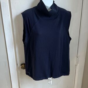 SUNDAYS THREE Navy Blue Mock Neck Terry Vest-M